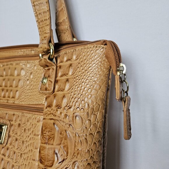 MARC FISHER Tan Faux Alligator / Croc Shoulder Bag Purse - Picture 3 of 13